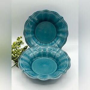 2 Blue Denim Ruffle Bowls by The Pioneer Woman.